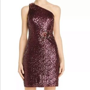 Aidan Mattox Sequin One-Shoulder cocktail dress